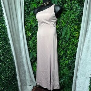 Watters & Watters Dress Size 12 Dusty Pink Formal One Shoulder Gown Wedding 3222